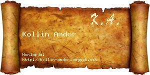 Kollin Andor névjegykártya