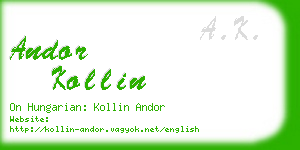 andor kollin business card